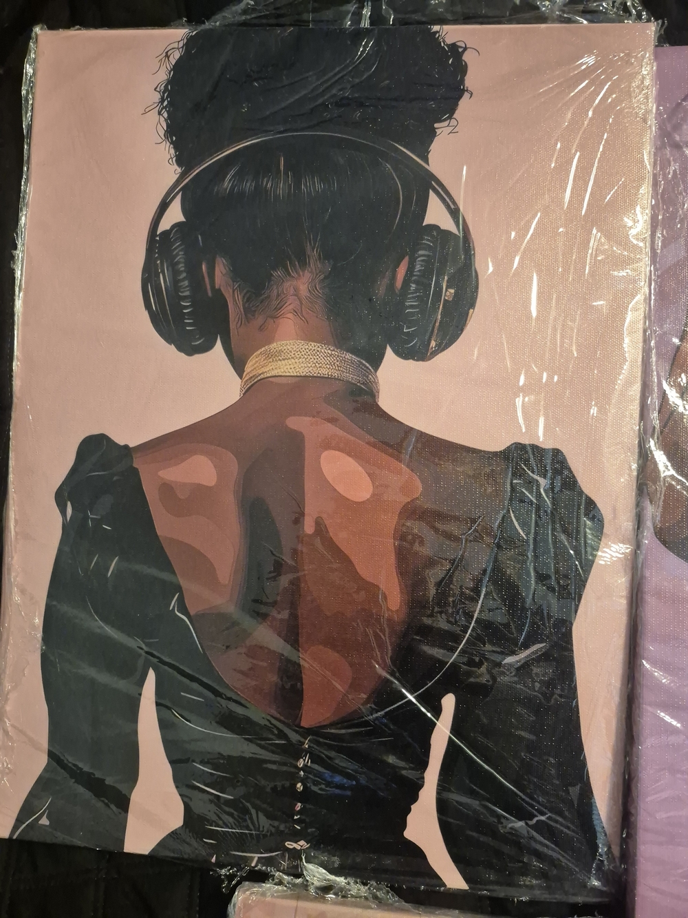 Source Unknown Pink and Black Afrocentric Vinyl Records Wall Art Trio - Picture 4 of 4
